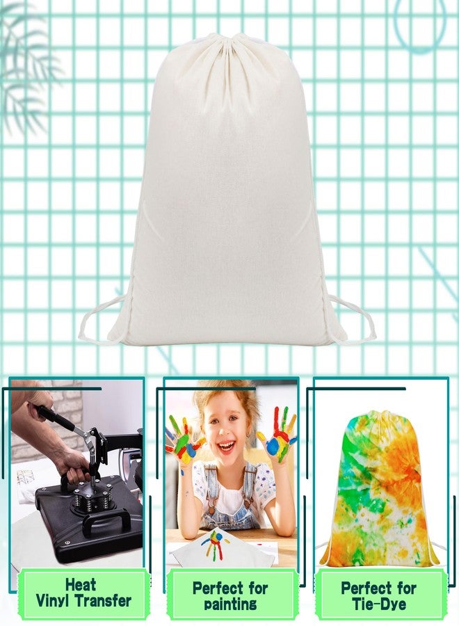 Conagel 15 Pcs Tie Dye Drawstring Bags White Cotton Drawstring Bags Tote Backpack Bulk Items to Tie Dye DIY Birthday Party Favors - Image 3